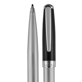 Pierre Cardin CHRISTOPHE Twist Ballpoint Pen Chrome Black with Laser Engraving Engraved Birthday
