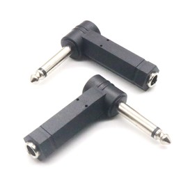 UpperFu 2pcs Right Angle 6.35mm (1/4 inch) Mono TS Male to Female Audio Guitar Cable Adapter, Heavy-Duty Connector for Electric Guitar, Bass, Amp, Mixer, Pedal, PA System & Pro Audio Equipment