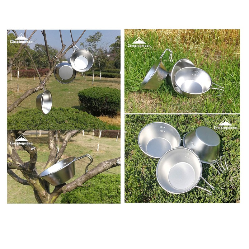 CAMPINGMOON 2pcs/4pcs Set Stainless Steel Camping Sierra Cup 310ml (4pcs