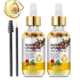 2Pack Vitamin E Oil for Face, 100% Pure and Natural Rose & Vitamin E Oil, Premium Grade Essential Oils for Skin Moisturizing, Anti-Aging, Reduce Pigmentation, Quickly Absorbed, Aromatherapy, 4.04 Oz