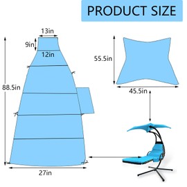 Outdoor Hanging Lounge Chair Replacement Cushion Cover and Umbrella Fabric, Suitable for Curved Chaise Lounge Swinging Hammock Chair Pads, Waterproof Soft Fabric (Cushion Not Included), Blue