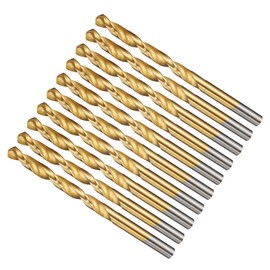 METALLIXITY 6.747mm Drill Bit (17/64") 10Pcs, 4241 High-Speed Steel Straight Shank Titanium Nitride (TiN) Coated 118° for Wood Plastic Iron Copper Aluminum Low Soft Metal