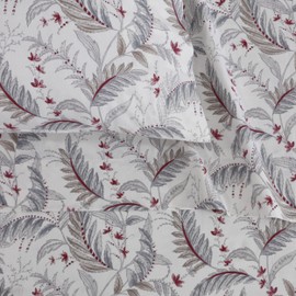 Tribeca Living Cotton Flannel Sheets King, Ultra-Soft Portuguese Printed Flannel Bedding, Extra Deep Pocket 4-Piece Sheet Set(fits up to 21" Mattress), Chiara Leaves