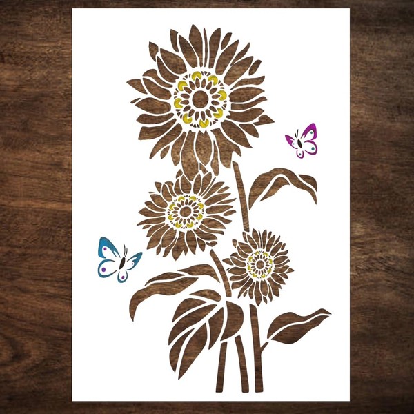 DLY LIFESTYLE Large Sunflower Stencil (12x17 Inches) - Wall Stencils