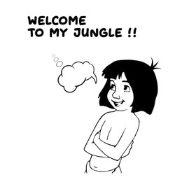 Welcome to My Jungle Cute Jungle Boy Cartoon Character Vinyl Design Wall Art Sticker Designs Vinyl Stickers for Home House Walls Rooms Windows Bedroom Decoration Size (12x12 inch)