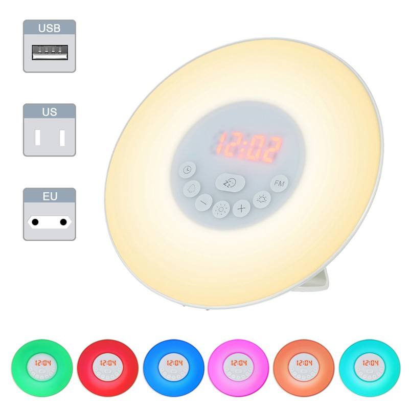 Wake Up Light Alarm Clock Sunrise/Sunset Simulation Digital Clock with