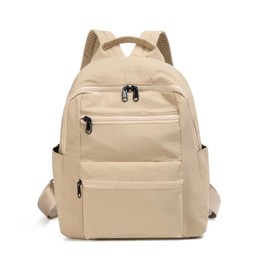 MYHOZEE Small Backpack for Women,Nylon Mini Backpack Purse Casual Daypack Bag with Pockets, Khaki