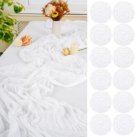 12 Pack White Cheesecloth Table Runner,10FT Gauze Boho Long Easter Cheesecloth Table Runners 20x120inch Rustic Cheese Cloth Table Runner for Wedding Party Bridal Shower,Dinner Table Decorations