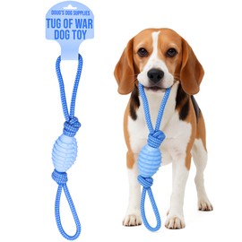 Doug's Dog Supplies Football Rope Toy for Tug of War - Medium to Large Dogs and Puppies (Blue)