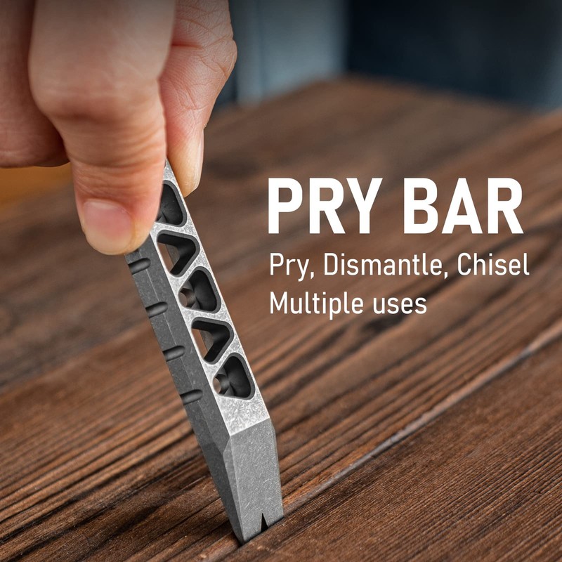 TISUR Titanium EDC Pry Bar, Keychain Pry Bar Multitool With