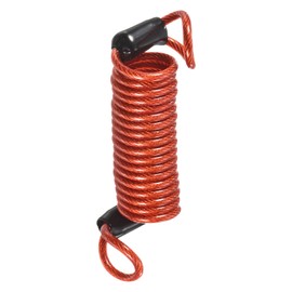 M METERXITY Disc Lock Security Steel Cable - Plastic Coated Spring Reminder Wire Anti-Theft Rope, Apply to Outdoors Protection (2.5mmx1m, Red)