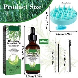Rosmarinöl Bio Haare 60ml Ätherisches Rosemary Oil Haarwachstum Haaröl Kopfhaut Rosemary Essential Oil Hair Growth Oil mit Kopfhaut Massagebürste Für Pflegt die Kopfhaut und Reduziert Haarausfall（A）
