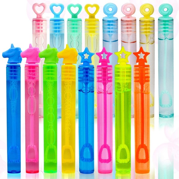 GIFTEXPRESS Assorted Styles 48 pcs Mini Bubble Wand Assortment, Kids Birthday Party Favors Birthday Bubble Weddings Supplies, Bubbles for Kids Valentine's Day, Party and Anniversaries (48 pcs)