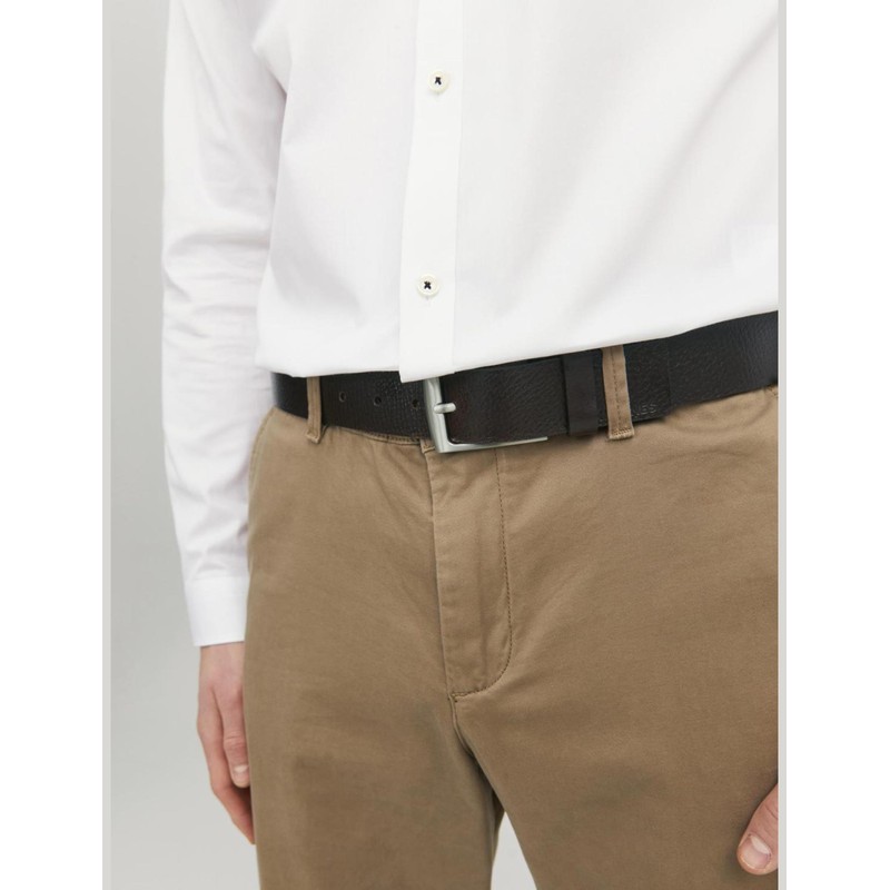 JACK & JONES Men's Jacstockholm Leather Belt Noos, Black coffee