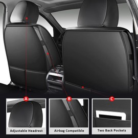 MIROZO Front Seat Covers Universal, 2PCS Car Seat Covers Waterproof Vehicle Seat Covers Faux Leather Car Seat Cover for Cars SUV Pick-up Truck Sedan Seat Cover Set (2PCS Front, Black and Red)