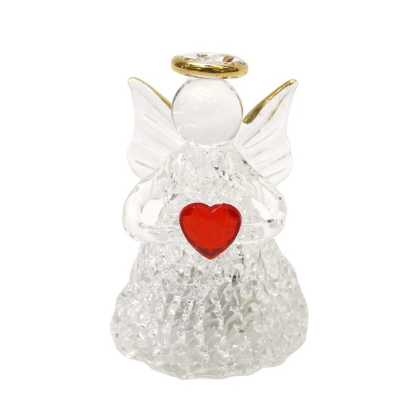 fo-ka-to Figurine Multi Total length: 4 cm Handmade Glass Crafted LED Lights Light Up Heart, Angel fg42gm