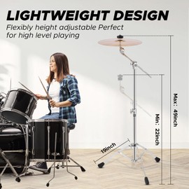 Starfavor Cymbal Stand, Adjustable Height 22"-49" High Boom and Straight Combo, Single Braced with Non-Slip Rubber Feet and Memory Lock Limiter (ST 700)