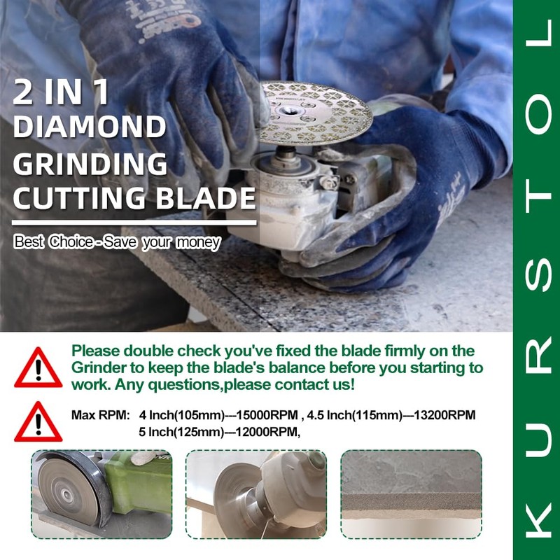 KURSTOL Grinding Cutting Diamond Blade - Granite Grinding Wheel 4.5"/115mm