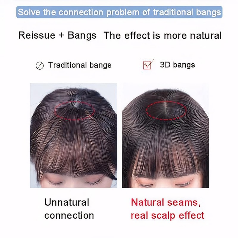 FFWTPY Hair Accessories, Clip-In Bangs with Temples, Fringe, Synthetic Extension,