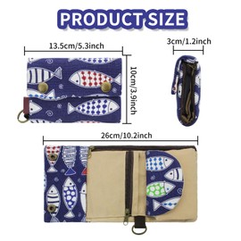 WisePoint Women's Purse, Canvas Women's Purse Small Purse for Women, Triple Women Wallets with Key Ring, Women's Purse for Credit Card, Coin, cat, Minimalist