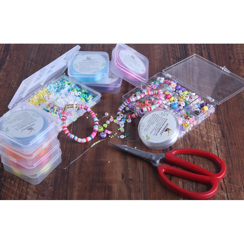 KONMAY 0.6mm Stretchy Bracelet String, 38 Yards Elastic Crystal String,Thin