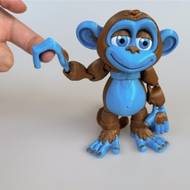 Whattiho 3D Printed Articulated Monkey Fidget Toy – Posable, Hangable, Stands on Its Own for Fun Poses and Display (Multicolor)