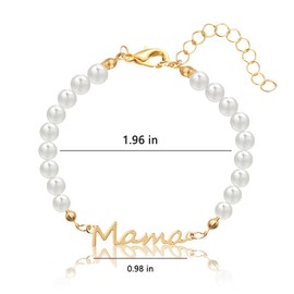 Mom Mothers Day Gifts for Mama Mom Gold Pearl Bracelet for Women Mother Birthday Gifts to Mom Mommy Mama Charm Bracelet Mom Mother's Day Gift to Mamas Mother Bead Bracelet