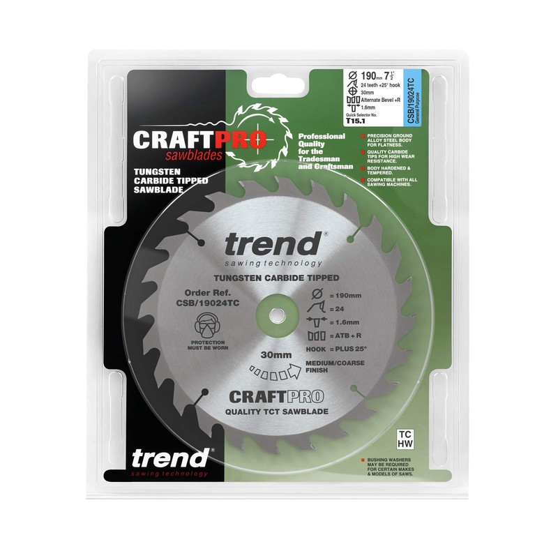 Trend CSB/19024TC Craft Pro Thin Kerf TCT Saw Blade Ideal
