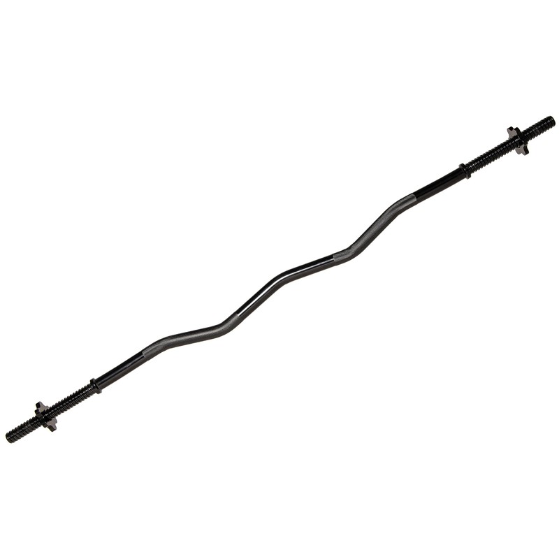 Signature Fitness Standard Threaded Curl Barbell Curl Bar with Collars,