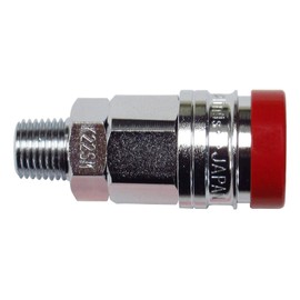 PAOCK Guard POG-22SM One-touch Air Socket, Made in Japan, For Female Pipe Threads, Red, Taper Screw: R1/4