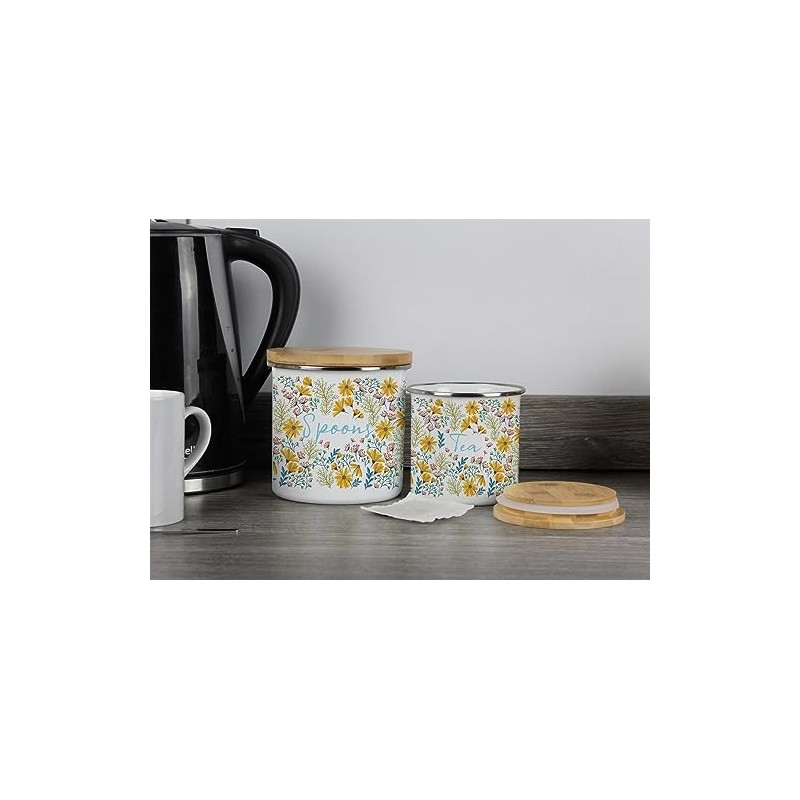 Purely Home Daisies Floral Tea Storage Canister - Flowers Design