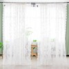 Beruyu White Lace Curtains for Windows Floral Embroidered Voile Curtains