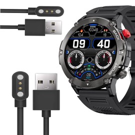 Compatible with LIGE Military Smart Watch Charger, 2 Pin Magnetic USB Replacement Charging Compatible with LIGE Military C21 Smart Watch 2023-AS1830C/LIGE New 1.32 inch SmartWatch (Black)