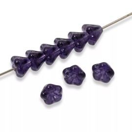 Hackberry Creek 50 Baby Bell Flower Beads - Violet Purple - Czech Glass - 4x6mm Small Flowers