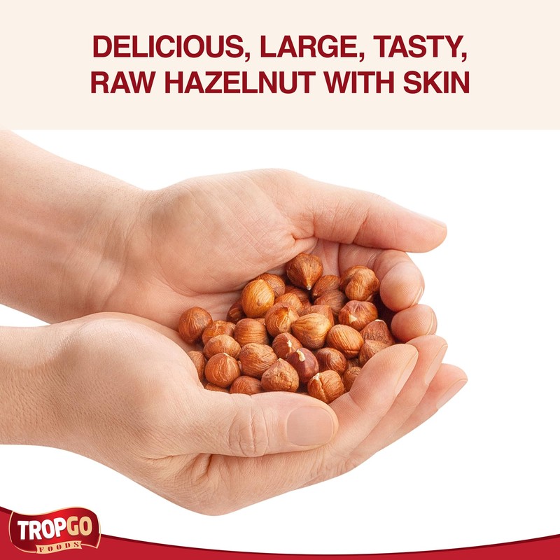 Tropgo Raw Hazelnuts - 500g - Packed Fresh Large Hazelnut