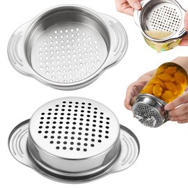 2 Pcs Metal Tuna Can Strainer, Stainless Steel Strainer, Food Grade Tuna Strainer Sieve Can Drainer Dishwasher Safe Tuna Press Oil Drainer Filter Can Colander for Kitchen Canned Tuna Beans Vegetables