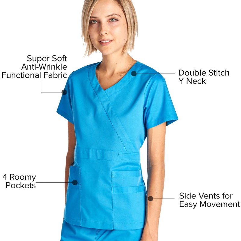 Dagacci - Conjunto médico de uniforme médico para mujer, elástico
