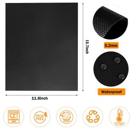 Grill Mat Set of 6-100% Non-Stick Reusable Mats for Gas, Grill Mats for Outdoor Grill Teflon BBQ Grill Accessories Reusable, Works on Gas, Charcoal, Electric Grill 15.7 x 11.8 Inch, Black