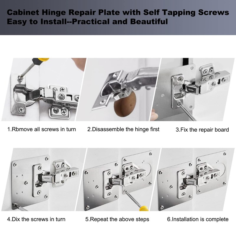 6 Pcs Cabinet Door Hinge Repair Plates, Cabinet Hinge Repair