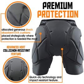 Shinestone Protective Padded Shorts Detachable Pants (Grey,X-Large)