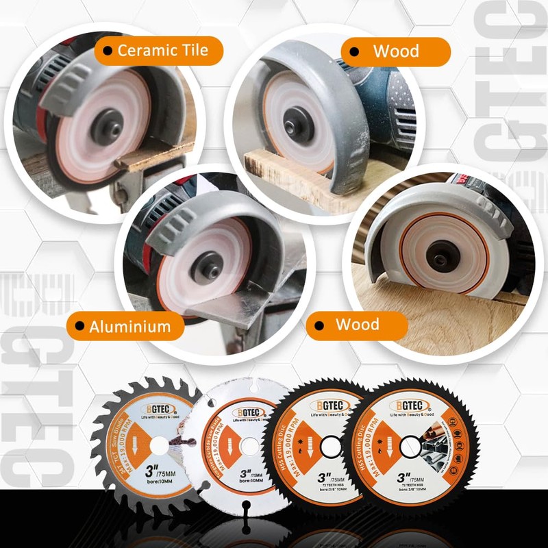 BGTEC Circular Saw Blade - 4PCS 3" Cutting Dics Arbor