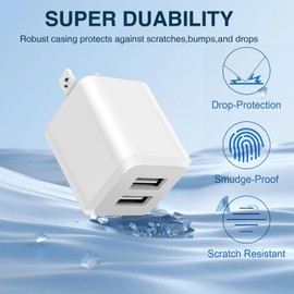 REKNA 3- Pack, USB Wall Charger, Dual Port USB Cube Power Adapter Charger Plug Block Charging Box, Dual Port Wall Fast Charging Adapter, Compatible for i Phone 15 14 13 12 11