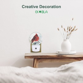 EKOBLA Watercolor Cardinal Night Light Winter Snow Red Bird on Branch Night Lights Plug into Wall Auto Sensor LED Night Lamp for Home Indoor Bedroom Kitchen Hallway Christmas