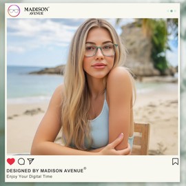 Madison Avenue Madison Avenue TR90 Blue Light Blocking Glasses Anti Eyestrain UV Glare Blue Light Glasses for Women TV Phone Computer Gaming Eyeglasses (Transparent Green)