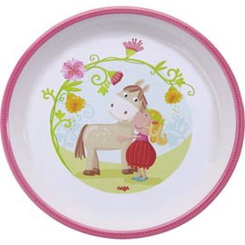 Haba Gift Set Melamine Vicki & Pirli 3-Piece Horses Children's Tableware Plate Bowl Cup Christening Birth Pink