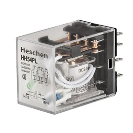 Heschen Gereral Purpose Power Relay HH54P-L 24VDC Coil 3A 220VAC/24VDC 4PDT 14 Pin Terminals LED Indicator