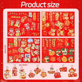 HOWAF 72pcs Chinese New Year Decorations 2025 Chinese New Year Ornaments, Lunar New Year Decorations Knot Pendant Chinese Hanging Ornaments for Spring Festival Tree Home Supplies