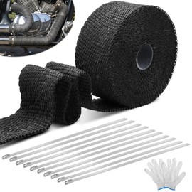 Heat Protection Tape Exhaust, Exhaust Sealing Tape, Heat Protection Tape, Basalt Fibre Exhaust Tape with 10 Pieces Stainless Steel Cable Ties, Exhaust Tape, Heat Resistant for Motorcycle, Car Fan