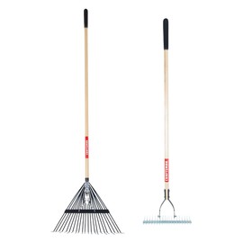 CRAFTSMAN 2-Piece Raking Set with Lawn & Thatching Rakes, Wood Handles with Cushion Grips, for Leaves, Dethatching, Dead Grass, Cultivating