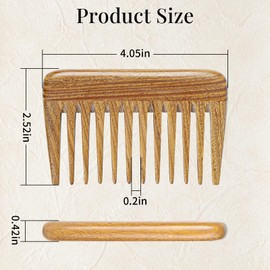 Onedor Handmade 100% Natural Green Sandalwood Hair Combs -Anti-Static Sandalwood Scent Natural Hair Detangler Wooden Comb (Extra Wide Tooth Mini Pocket Comb)